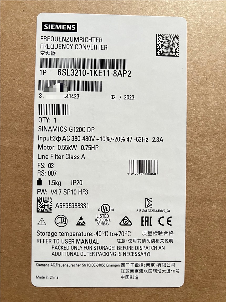 TG120C ׃l 0.55kW 6SL3210-1KE11-8AP2F؛